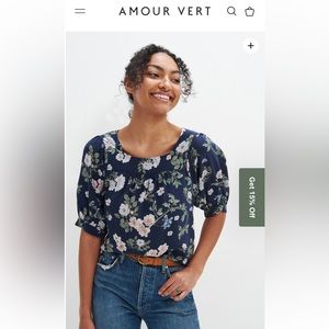 Amour Vert Edith Washable Silk Blouse in Petaluma Floral (XL)